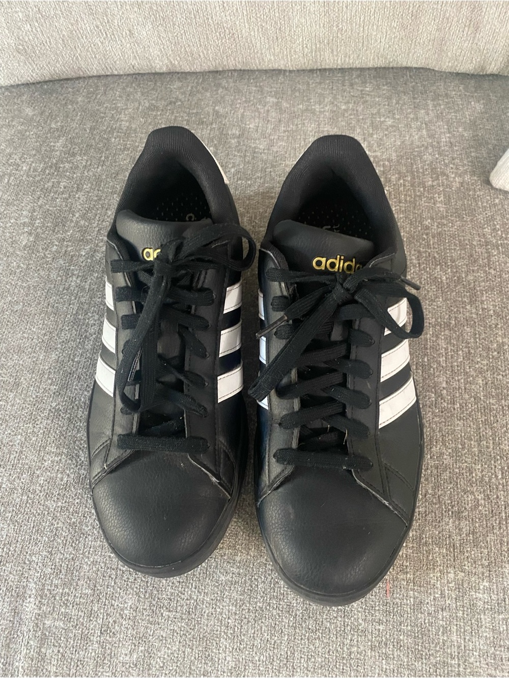 adidas Black Sneakers with White Stripe Accents